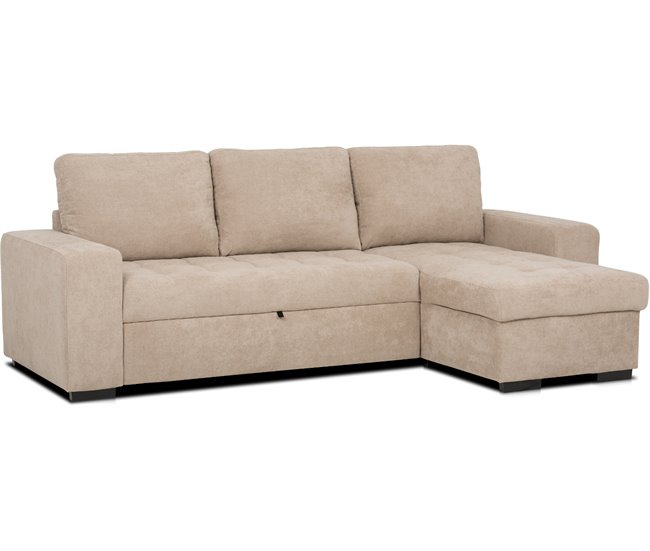 Conforama Chaise longue reversible de tela con cama HARRY color camel Rebajas de fin de temporada