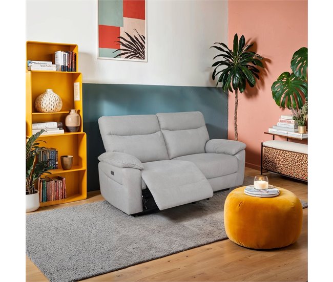 Conforama Sofá BREE 3 plazas relax eléctrico gris claro En línea