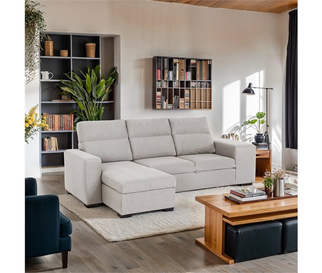 Conforama Chaise longue con cama HARRISON lado reversible color beige Outlet online