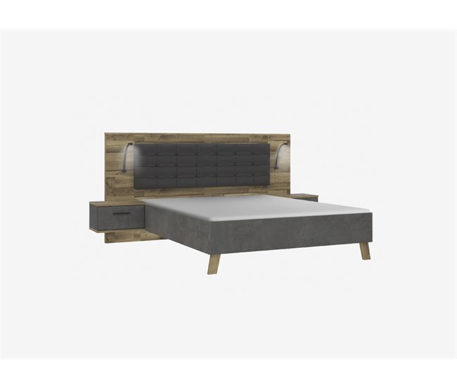 Conforama Conjunto cama 150x190cm con cabecero y mesitas de noche RICCIANO Solo queda un día