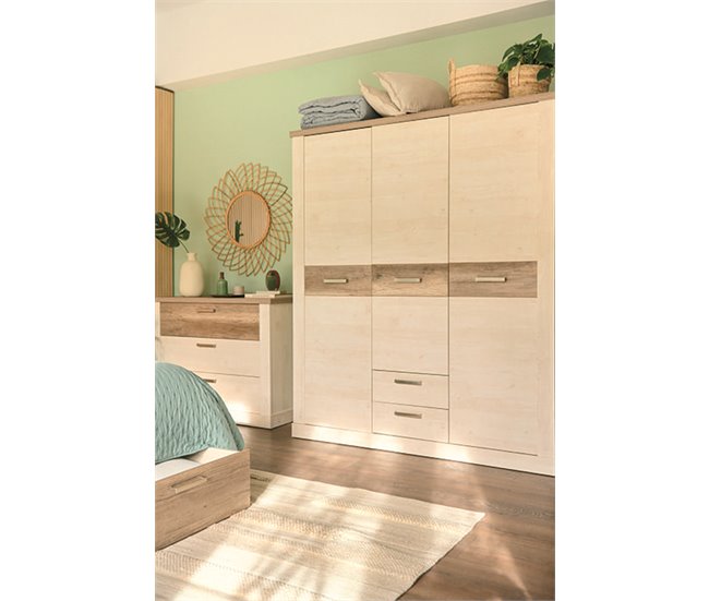 Conforama Armario VERONA puertas batientes y 2 cajones 170x199cm roble Liquidación