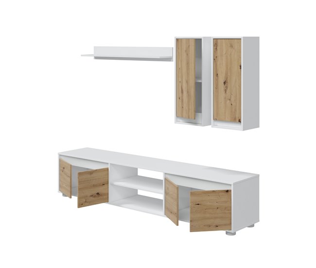 Conforama Compacto de TV YUMA blanco roble 200cm Envío internacional gratuito