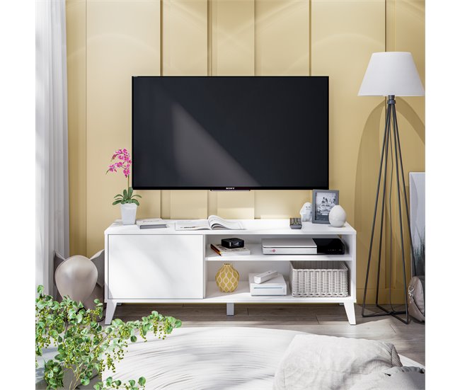 Conforama Mueble TV ARIEL 135 cm blanco mate Tienda de fábrica