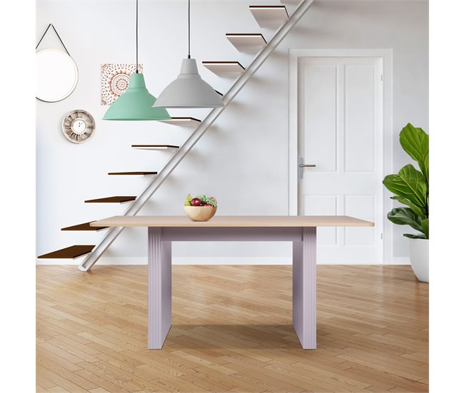 Conforama Mesa de comedor fija color roble SELENA Libre de impuestos