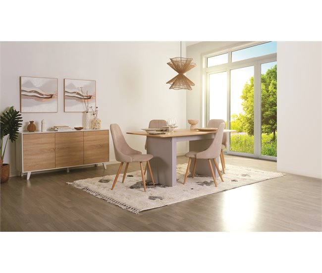 Conforama Mesa de comedor fija color roble SELENA Libre de impuestos