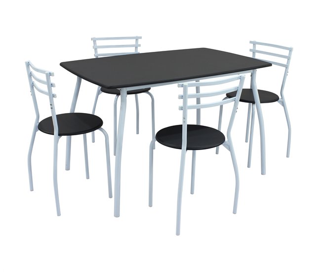 Conforama Conjunto de Mesa Fija + 4 Sillas SARA Descuento por venta flash
