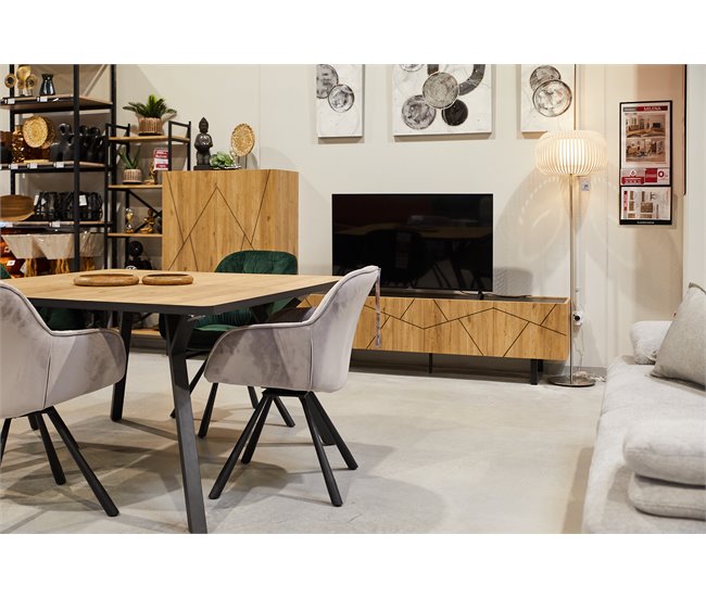 Conforama Mesa de comedor MILENA cuadrada 136cm roble negro Rebajas de fin de temporada