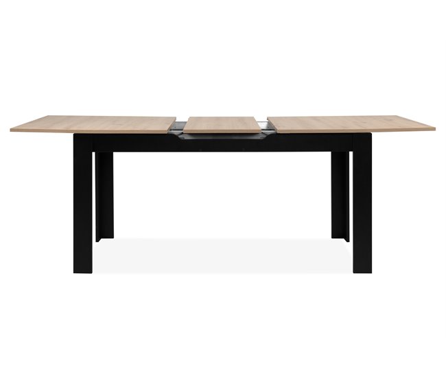 Conforama Mesa de comedor extensible roble y negro BIRMINGHAM Precio ultrabajo