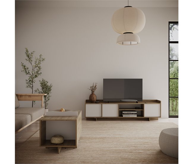 Conforama Mueble tv 180cm 3 puertas roble y blanco CLAP Rebajas
