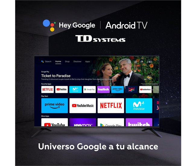Conforama Smart TV 43 pulgadas 4K Hey Google Official Assistant con control por voz. Televisor Android 11 - TD Systems PRIME43C20GLE Precios de Black Friday