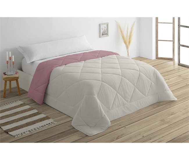Conforama Edredón BICOLOR cama 90cm color berenjena y hueso Tienda