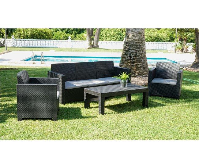 Conforama Set jardín MAHINA con sofá 3 plazas 2 sillones y mesa de centro Ofertas especiales