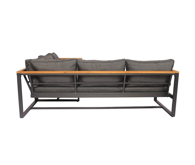 Conforama Set de jardín BRISA con 2 sofás y 1 mesa color gris y roble Grandes ahorros