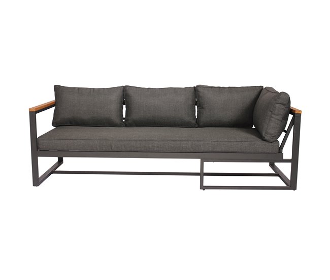 Conforama Set de jardín BRISA con 2 sofás y 1 mesa color gris y roble Grandes ahorros