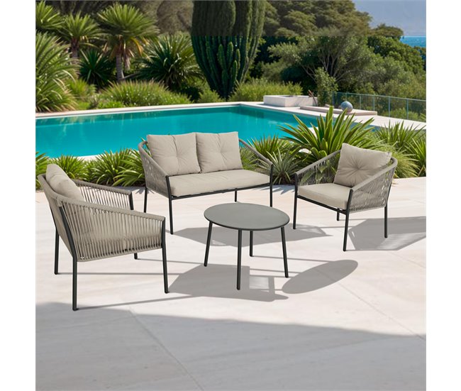 Conforama Set jardin con sofá 2 plazas 2 sillones y mesa de centro MIKA Ventas relámpago