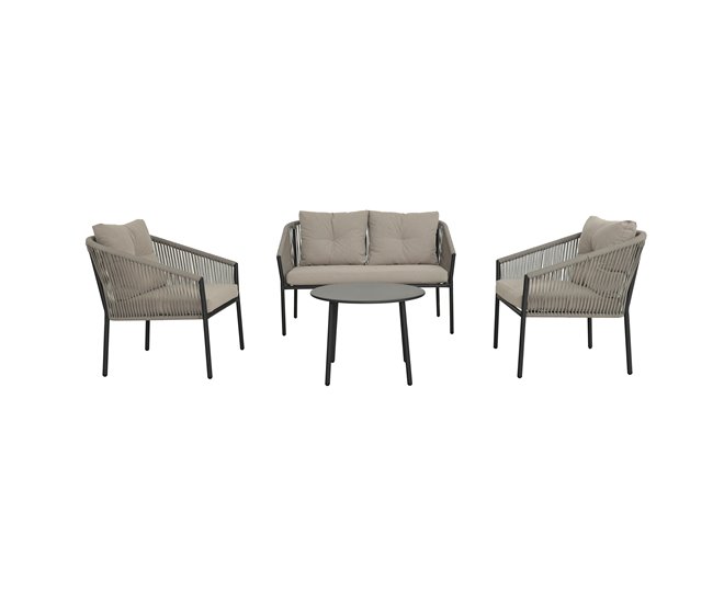Conforama Set jardin con sofá 2 plazas 2 sillones y mesa de centro MIKA Ventas relámpago