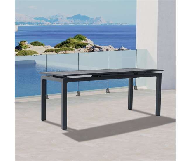 Conforama Mesa extensible de jardín ORION gris oscuro Liquidación