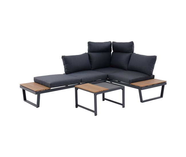 Conforama Set de jardín con rinconera y mesa centro CORNER color antracita Rebajas online