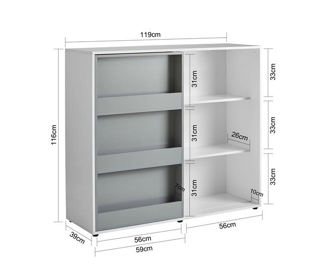 Conforama Estantería Infantil para guardar Armario Auxiliar para Niño con Puertas Correderas Organizador de Juguetes KMB33-W SoBuy Oferta especial de fábrica