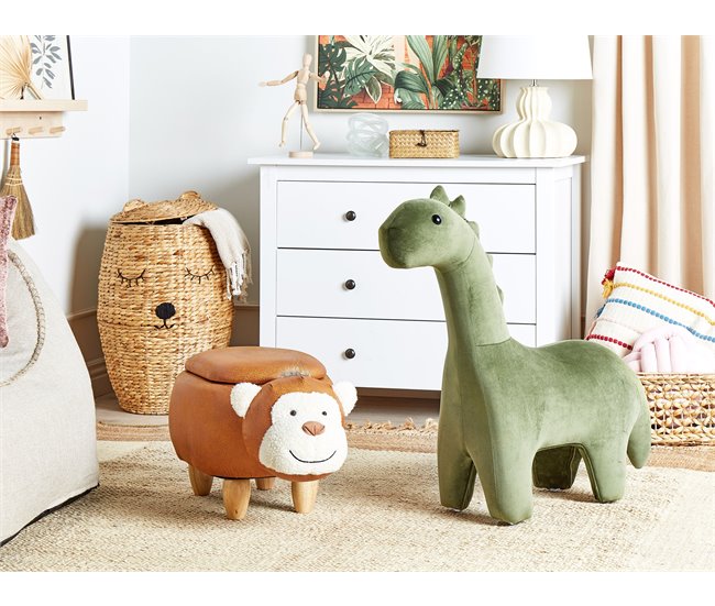 Conforama Reposapiés de terciopelo verde BRONTOSAUR Promoción trimestral