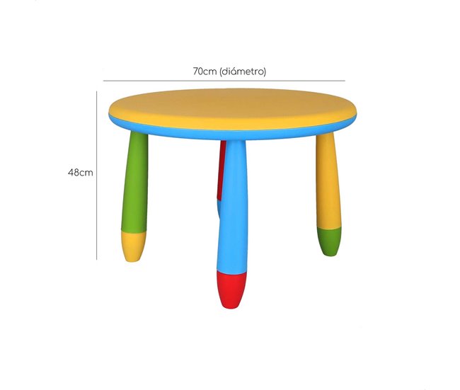 Conforama Mesita infantil redonda amarilla en plástico Ø70 x H.48cm Superdescuento
