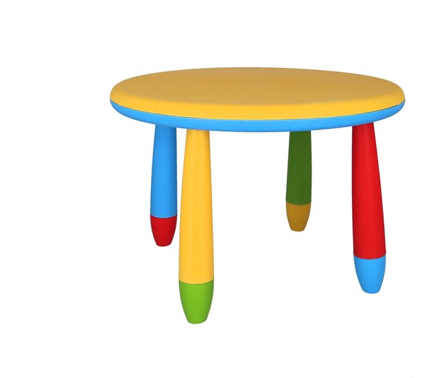 Conforama Mesita infantil redonda amarilla en plástico Ø70 x H.48cm Superdescuento