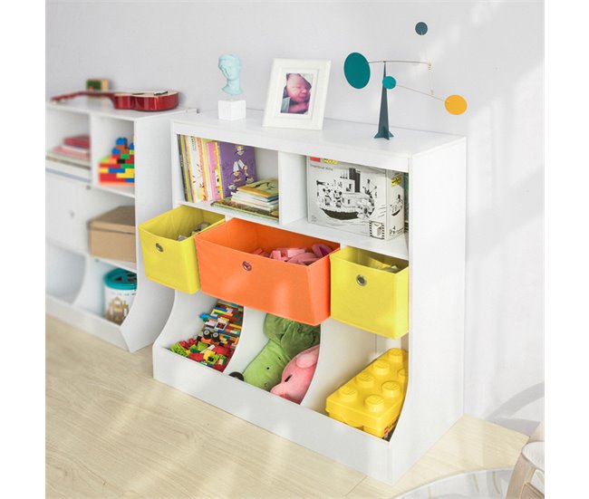 Conforama Organizador de Juguetes y Libros para Niños Estantería estándar Infantil 92 x 40 x 93 cm KMB26-W SoBuy Limitado a 3 días