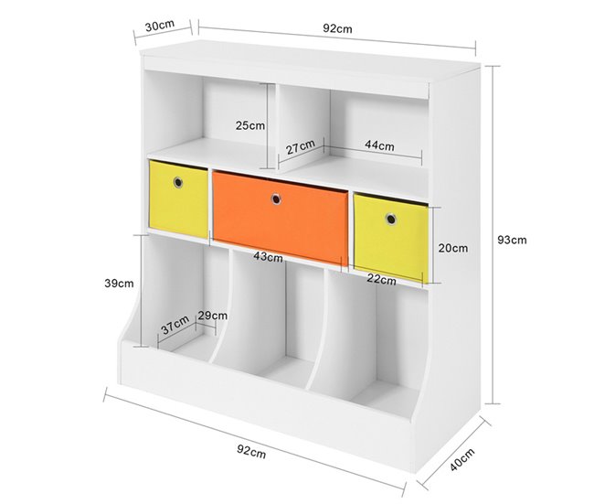 Conforama Organizador de Juguetes y Libros para Niños Estantería estándar Infantil 92 x 40 x 93 cm KMB26-W SoBuy Limitado a 3 días