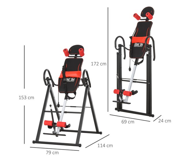 Conforama HOMCOM Tabla de Inversión Gravitacional Plegable con Cinturón de Seguridad Regulable en Altura para Usuarios de 130-190cm Ejercicio y Alivio de Dolores de Espalda Carga Máxima 150 kg Venta caliente