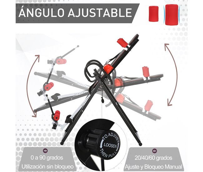 Conforama HOMCOM Tabla de Inversión Gravitacional Plegable con Cinturón de Seguridad Regulable en Altura para Usuarios de 130-190cm Ejercicio y Alivio de Dolores de Espalda Carga Máxima 150 kg Venta caliente