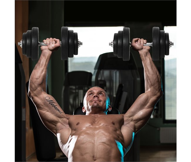 Conforama HOMCOM Juego de Mancuernas Pesas de Fitness 4x5 kg 4x2 5 kg 4x1 5 kg Total 40 kg Ajustable Profesionales Gimnasio Doméstico y Musculación con 2 Barras Ø25x450 mm Acero y Discos Descuento