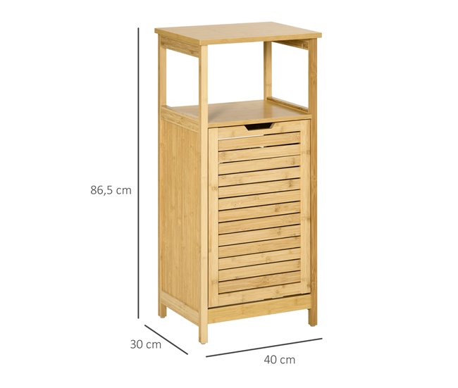Conforama kleankin Estantería de Baño de Bambú Armario para Baño con 2 Estantes y 1 Cajón de Tela Extraíble Mueble Columna de Almacenaje para Salón Cocina 40x30x86 5 cm Natural Oferta especial de fábrica