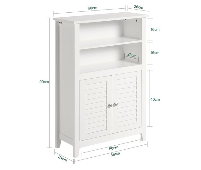 Conforama Mueble Auxiliar para baño Armario de baño Organizador con 2 estantes y 2 Puertas BZR13-W SoBuy Superdescuento