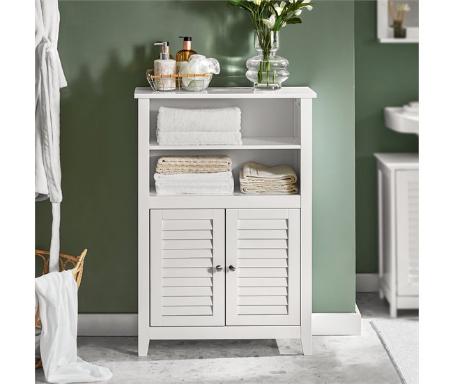 Conforama Mueble Auxiliar para baño Armario de baño Organizador con 2 estantes y 2 Puertas BZR13-W SoBuy Superdescuento