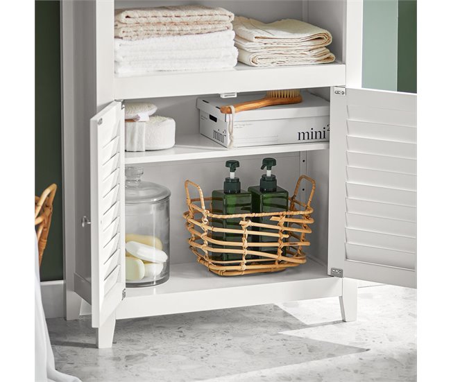 Conforama Mueble Auxiliar para baño Armario de baño Organizador con 2 estantes y 2 Puertas BZR13-W SoBuy Superdescuento