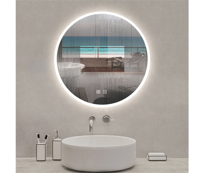 Conforama Espejo redondo de baño LED 60cm + antivaho + brillo ajustable Liquidación