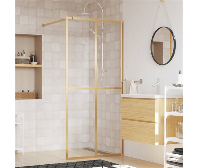Conforama vidaXL Mampara puerta de ducha vidrio transparente ESG dorado 80x195cm Envío internacional gratuito