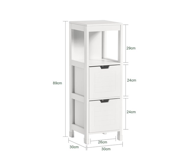 Conforama Mueble Columna de Baño Armario para Baño - 1 Estante y 2 Cajones FRG127-W SoBuy ES Limitado a 3 días