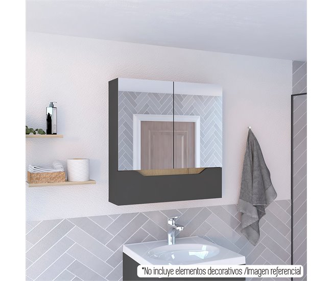 Conforama Armario de Pared para Baño Laurent con espejo Plomo / Duna En oferta