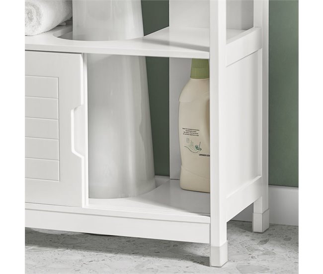Conforama Mueble para Debajo del Lavabo Armario de Baño de Suelo 1 Estante y 2 Puertas Correderas FRG128-II-W SoBuy ES Libre de impuestos