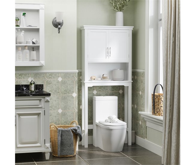 Conforama kleankin Mueble sobre Inodoro Armario Alto para Lavadora con 2 Puertas Balda Ajustable Interior y 1 Estante de Almacenaje para Baño WC Carga 30 kg Antivuelco 71x20 5x165 cm Blanco Descuentos del mes