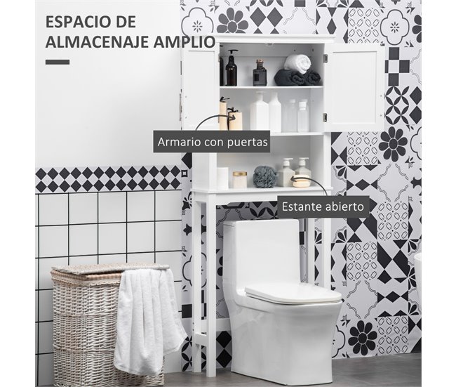 Conforama kleankin Mueble sobre Inodoro Armario Alto para Lavadora con 2 Puertas Balda Ajustable Interior y 1 Estante de Almacenaje para Baño WC Carga 30 kg Antivuelco 71x20 5x165 cm Blanco Descuentos del mes