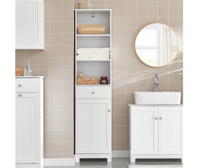 Conforama Mueble Columna de baño Armario Alto baño 161 x 40 x 35 cm BZR17-W SoBuy ES Última moda