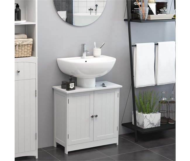 Conforama HOMCOM Mueble para Debajo del Lavabo o Fregadero Armario de Baño de Madera Armario de Almacenaje 60x30x60cm Blanco Rebajas de fin de temporada