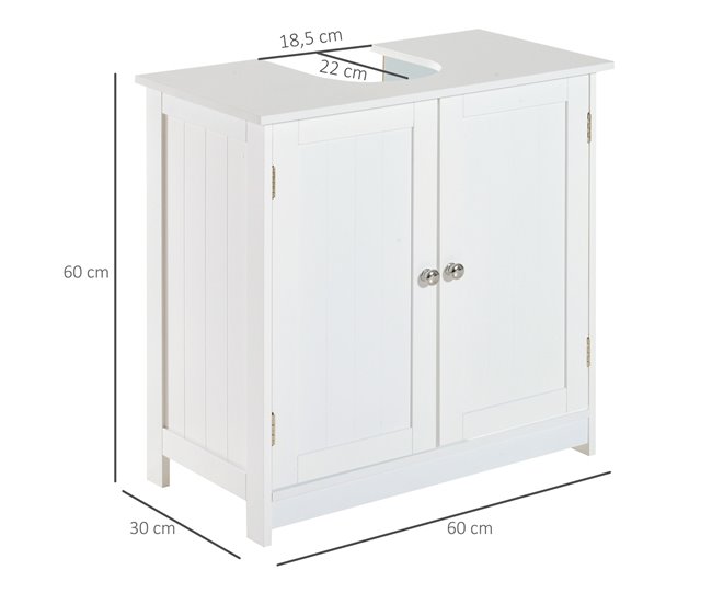 Conforama HOMCOM Mueble para Debajo del Lavabo o Fregadero Armario de Baño de Madera Armario de Almacenaje 60x30x60cm Blanco Rebajas de fin de temporada