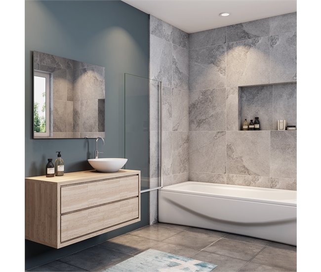 Conforama Mampara de Bañera Abatible Vidrio Templado 6mm Cromado (78-80)X140cm En línea