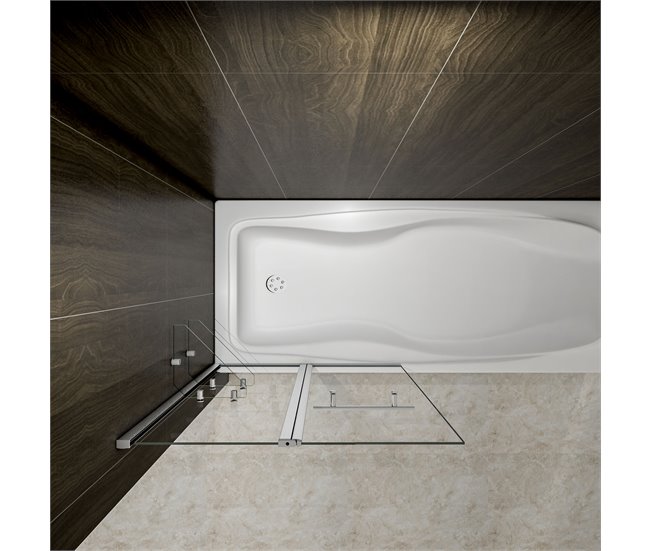 Conforama Mampara de Bañera Abatible Giratoria Vidrio Templado 6 mm Rectangular con 2 Repisas y un Toallero Cromado (99.5-100)X140cm Outlet