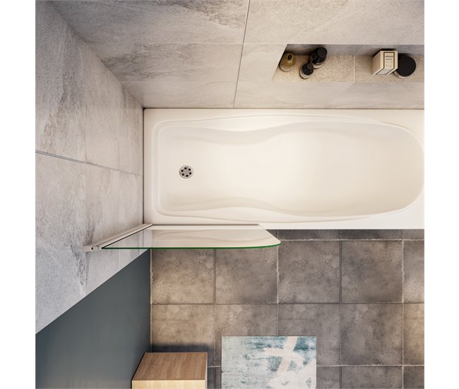 Conforama Mampara de Bañera Abatible Vidrio Templado 6mm Blanco/Gris Mate (78-80)X140cm Outlet online