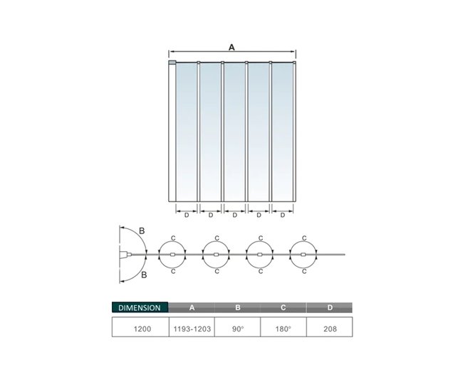 Conforama Mampara de Bañera Plegable Vidrio Templado 4mm Blanco/Gris Mate (119.3-120.3)X140cm Rebajas