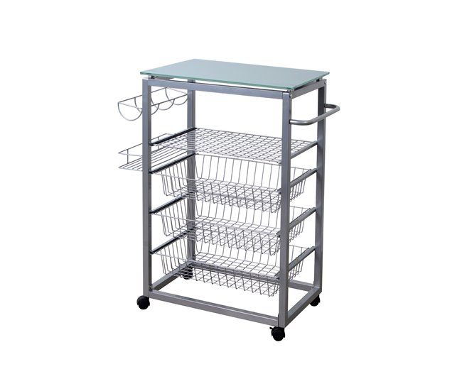 Conforama Carrito cristal II verdulero blanco Descuento